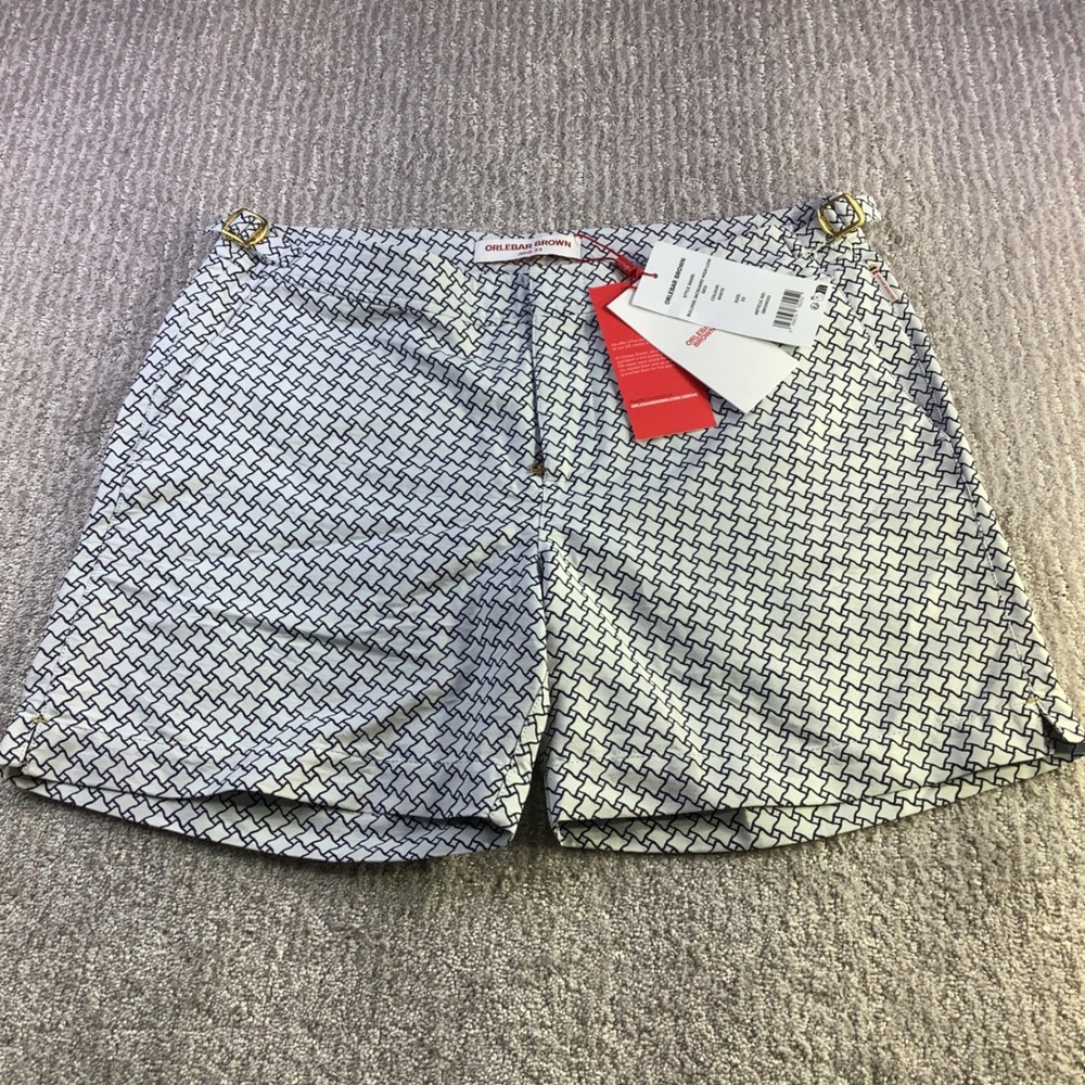 Orlebar Brown Navy and White Swim Trunks